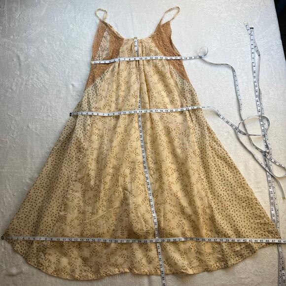 Yvonne S Midi Trapeze Dress 100% Linen Lace Trim Ditzy Floral Print Medium NWOT - Picture 10 of 13